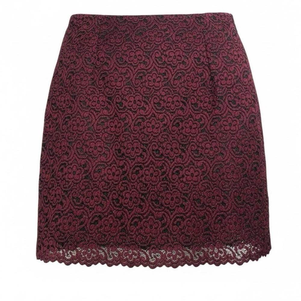 ESPRIT 90’s Y2K Wine & Black Lace Mini Skirt Whimsygoth Vintage Feminine Sz 5/6